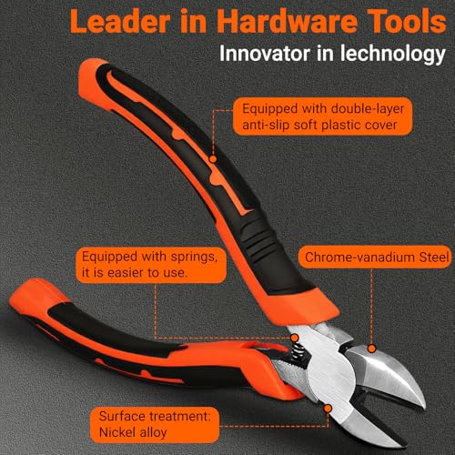 6" Diagonal Cutting Pliers, Heavy Duty Side Cutters, Wire Cutters For Electrical Appliance Repair, Cable, Electronic Production, Industrial Work, Fine Cutting, Model Making Comfort Grip