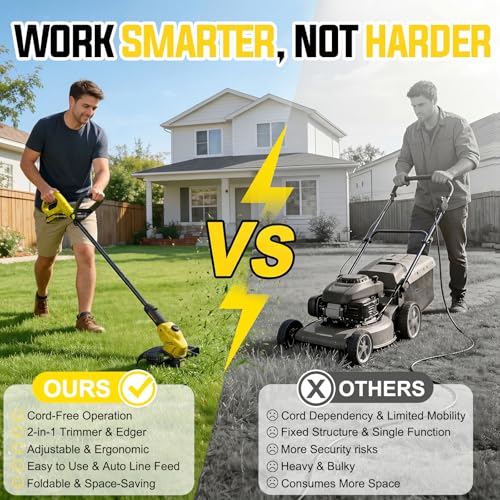 Weed Wacker, 21V Battery Powered Grass Trimmer & Edger 2-in-1