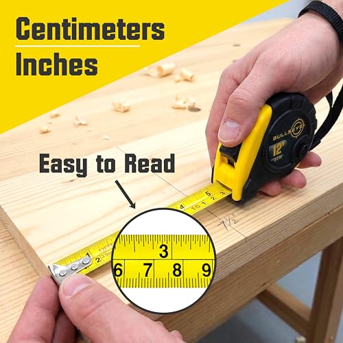 Bullseye Tape Measure 12 Ft - Small Retractable, Yellow, 3 Pack - color: Yellow