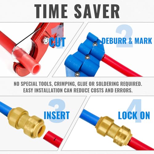 SUNGATOR 1/2 Inch Straight Coupling, Push-to-Connect Fittings, 10-Pack - color: Brass Coupling, 10 Pack, size: 1/2 Inch