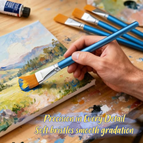 10 Pcs Flat Paint Brushes,1 Inch Craft Paint Brushes, Large Acrylic Paint Brush for Watercolor, Oil Painting, Acrylic,Big Paint Brush for Oil Paint and Body Painting Crafts, Rock Painting - color: 10 Pcs