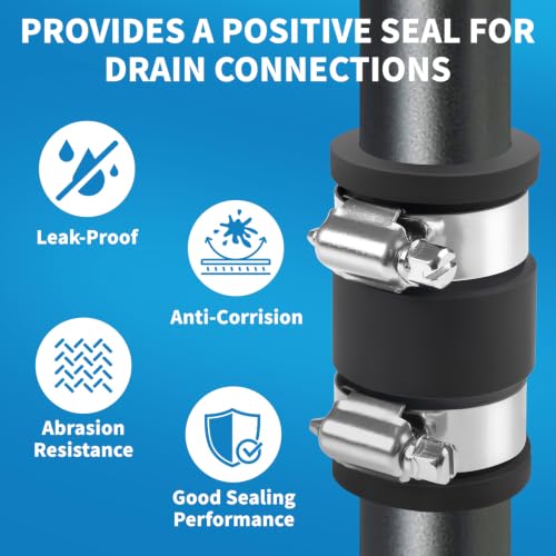 Flexible PVC Pipe Coupling with Stainless Steel Clamps Fit 1 IN Nominal Pipes, Couplers for Plastic and Copper Pipe Plumbing Connections, Drain Repair, Dust Hose (2, 3/4 in) - size: 3/4 in