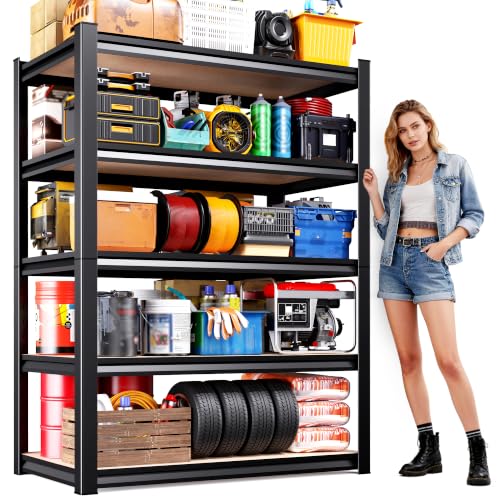 71" H-35 W Garage Shelving-5 Tier Storage Shelves,Adjustable Heavy Duty Metal Shelving Unit and Storage Large Rack,Utility Steel Shelf for Shop Warehouse Industrial Pantry Basement - size: MDF/35"Wx16"Dx71"H