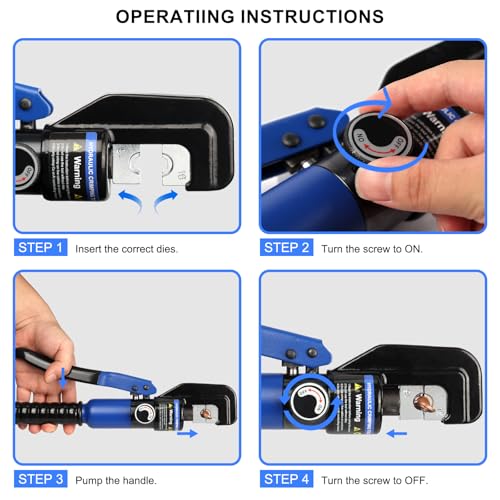 Solsop Hydraulic Crimping Tool 10 Ton with 9 Hex-Dies, 12–2/0 AWG