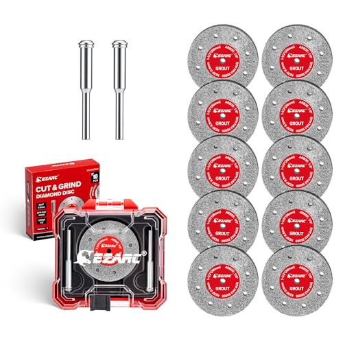 EZARC 1-1/2 Diamond Tile Cutting Wheels with Mandrel, 0.6mm Kerf, 10-Pack