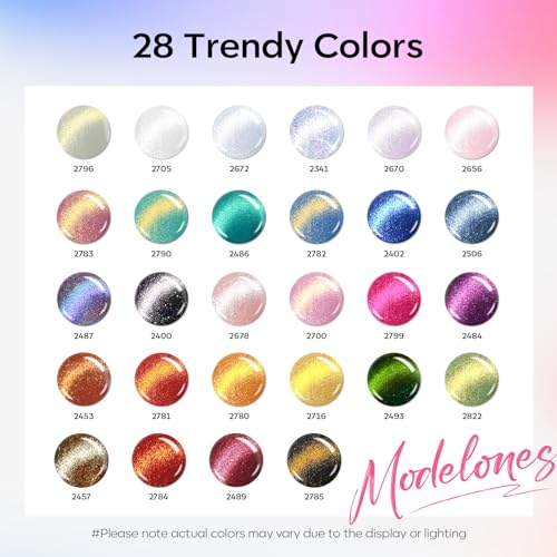 modelones Cat Eye Gel Nail Polish Set Glitter Sparkle 32PCS 28Colors - color: A0-Galaxy Haze
