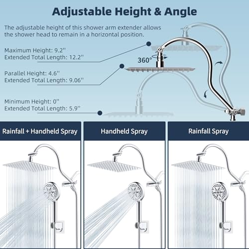 Hibbent All Metal cUPC Certified High Pressure Rainfall 10'' Shower Head - color: Chrome, style: Square 10''