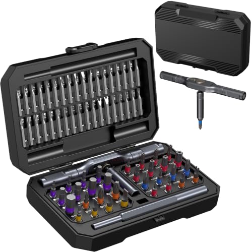 71 in 1 Ratcheting Screwdriver Set, Magnetic Multi Bit Screwdriver Kit with T Ratchet Handle, Precision Screwdriver Kit, S2 Steel Bits, Magnetizer, Electronics Repair Tool Kit for Phone Laptop PC PS5 - size: 71in 1 Black