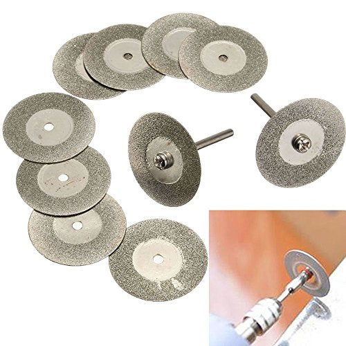 Diamond Cutting Wheel Cut Off Discs Coated Rotary Tools W/Mandrel 25mm for Dremel by YEEZUGO - size: Disc Φ:25mm