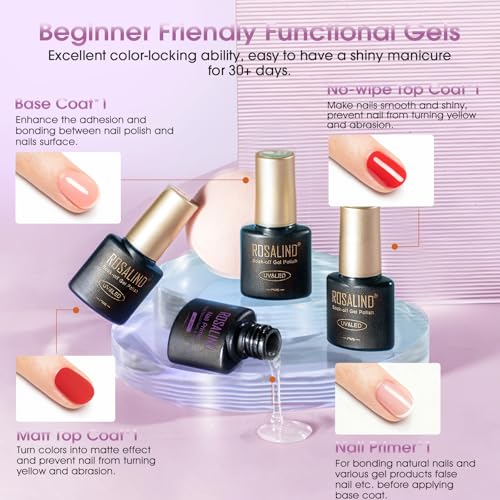 ROSALIND 30pcs CatEye Gel Nail Polish Set with Gel Base Top Coat and magnet | 26 Colors Glitter Cat Eye Gel Nail Polish with Magnet ,Glossy Matte Glitter Top Coat,Base Coat,Soak Off Gel Gift for Women - color: Dream Cateye