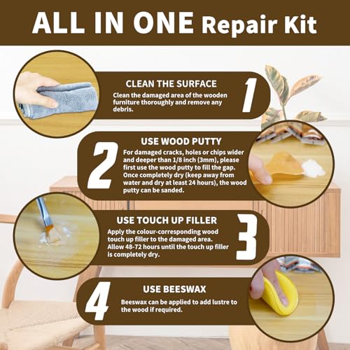 Wood Furniture Repair Kit, Large Capacity Kit for Scratch, Cracks, Holes