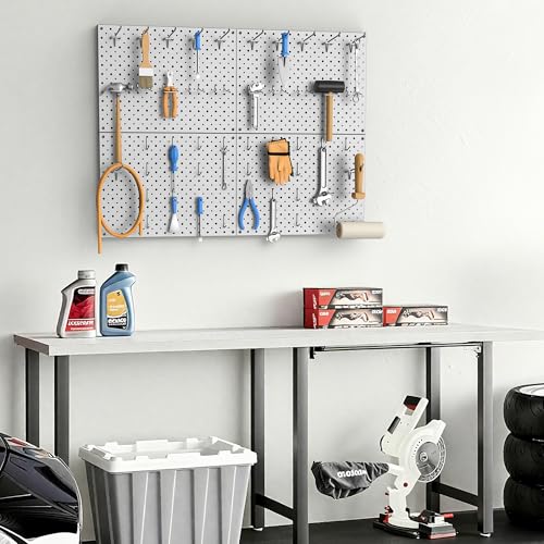 EVERHANGER Metal Pegboard Panels, Heavy Duty Pegboard Wall Organizer - color: Gray, size: 4pack 12"X16"