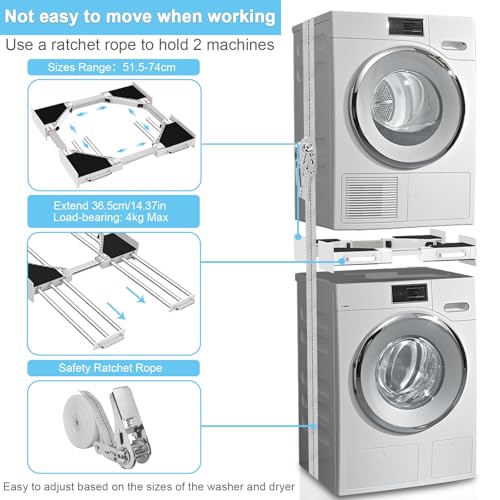 Washer Dryer Stacking Kit - Adjustable Design Fits Most Washers & Dryers | Adjustable 24" - 29" - Universal Stacking Kit with Pull-Out Drying Rack for Laundry Room - Space-Saving - style: Stacking Kit with 6 Tube Racks