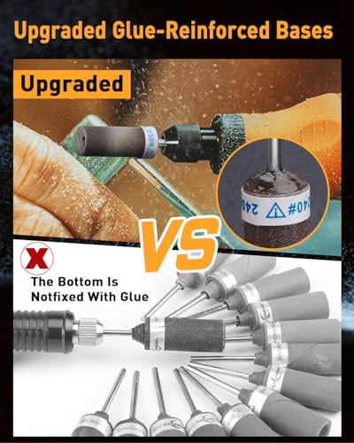 20Pcs 180 Grit Sanding Drums Sandpaper Sticks Set for Dremel Rotary Tool with 1/8" Shank, Rotary Tool Accessories Suitable for Metal Rust Removal/Jade Polishing/Stone Grinding (180 Grit) - size: 180 Grit