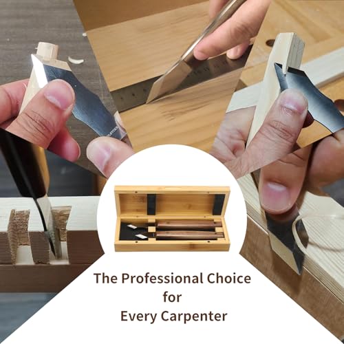 RUITOOL 2-Piece Woodworking Marking Knife Set with Bamboo Storage Box