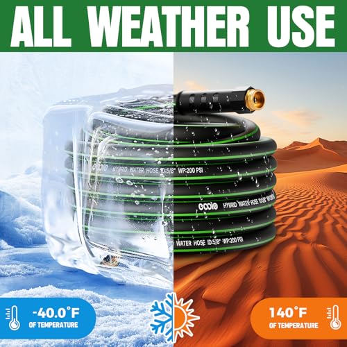 Heavy Duty Garden Hose 50ft, NON-EXPANDABLE Flexible Water Hose, Kink Resistant Lightweight Hybrid Hose, Leakproof Hose Male to Female Fittings - color: Black+Green, size: 50ft