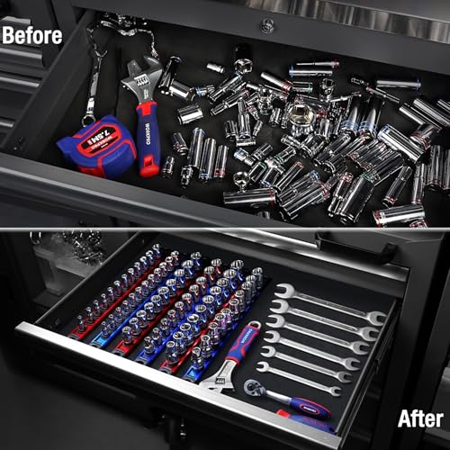 Magnetic Socket Organizer 9-Piece for 1/4, 3/8, 1/2 Sockets Red/Blue/Green