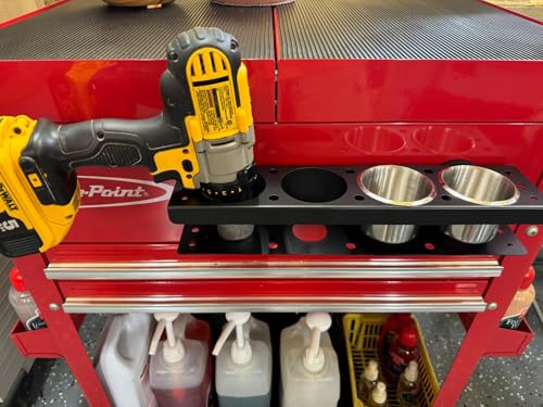 ULIBERMAGNET Power Tool Organizer Rack,Magnetic Spray Can Holder,Wall Mount Metal Tool Rack with Screwdriver,Cordless Drill,Screw,Nail Storage,Utility Rack for Warehouse,Garage,Toolbox - style: Magnetic Power Tool Organizer with Parts Cup