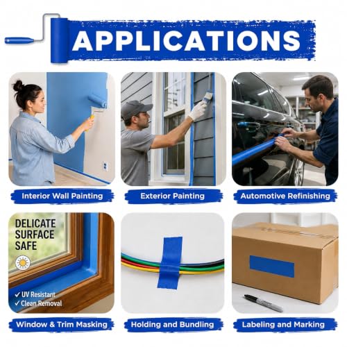 Blue Painters Tape 1.41 Inch Wide, 2 Rolls Masking Tape 1.41 Inch x 60 Yds - size: 2 Rolls Blue Painters Tape 1.41 Inch x 60 Yds Each