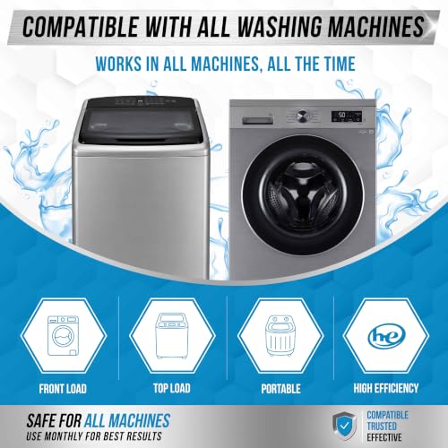 Washing Machine Cleaner Descaler 24 Pack - Deep Cleaning Tablets For HE Front Loader & Top Load Washer, Septic Safe Eco-Friendly Deodorizer, Clean Inside Drum and Laundry Tub Seal - 12 Month Supply - style: 24 Tablets