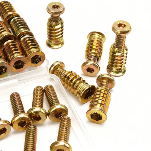 36pcs 1/4-20 x 3/4" Furniture Screw Nut Threaded Wood Insert, 36pcs 1/4-20 x 19/32" Wood Inserts Bolt Fastener Connector Hex Socket Drive Screw-in Nuts with Hex Spanner - size: 36pcs