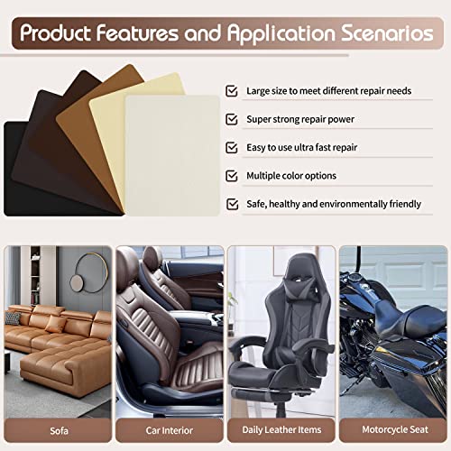 KING MOUNTAIN Leather Repair Patch,2 Packs 9 x 11 Inches self Adhesive Leather Repair Tape for Damaged Leather Furniture, Sofa Seating,Car Seats, Leather Goods(Black) - color: Black, size: 9" x 11"