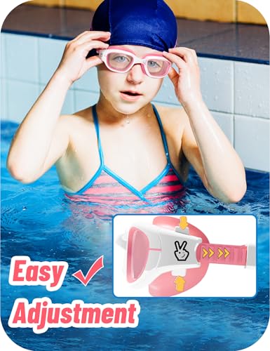 Vvinca Kids Swim Goggles, Swimming Goggles for Kids 3-14 Anti-Fog UV Protection No Leak Pool Glasses for Boys Girls - color: 07 - Red & White