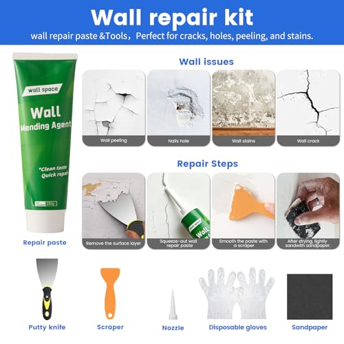 Paint Roller Kit with Long Paint Roller Extension Pole, 37 PCS Wall Painting Supplies with Paint Brushes for Walls, Superabsorbent 9-Inch & 4-Inch Paint Roller Covers, Wall Repair Paste - size: 4ins&9ins