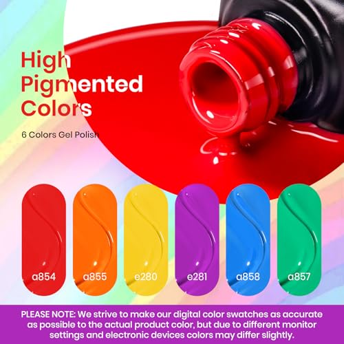 Beetles Halloween Gel Polish Set, Rainbow Flag Colleciton 6 Neon Colors - color: A - Creme | 0-Rainbow Flag