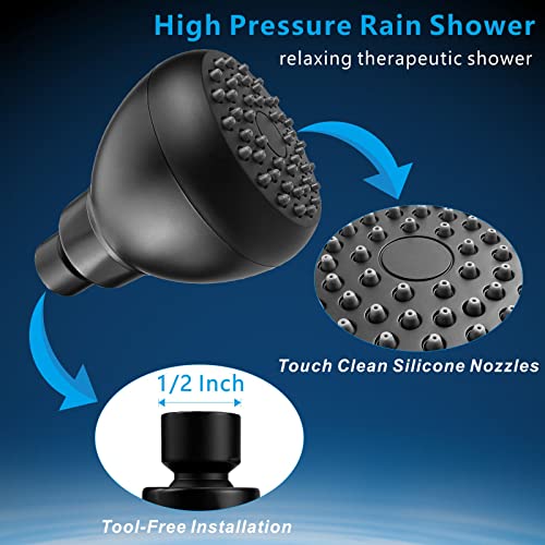 High Pressure Shower Head - Powerful Bathroom Pressure Boosting Showerhead - Perfect Universal Replacement for Rain Shower Heads(Matte Black) - color: Matte Black
