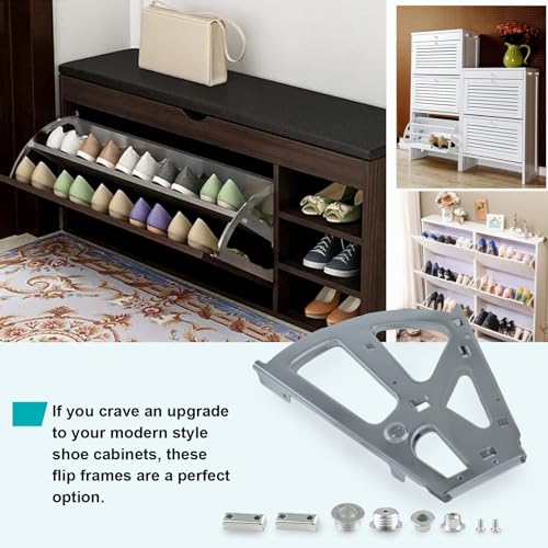 2 Layers Shoes Drawer Cabinet Hinges Flip Frames, Grey, 1 Pair - color: Gray, size: 2 Layers