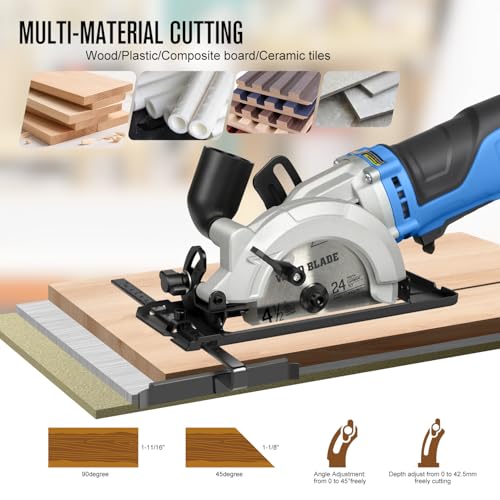 6 Amp Mini Circular Saw Corded Compact Saw for Wood, PVC Pipe - style: Corded 6A