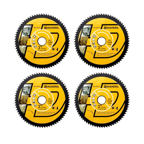 HIGHDRIL HSS Metal Blade 3" 75mm x Arbor 3/8" 10mm - 4pcs Angle Grinder Cutting Disc for Cutting Copper Aluminum Plastic Soft Metal - size: HSS Metal Blade