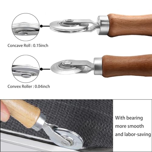 BAYTORY Window Screen Repair Kit, Steel Roller Tool with Bearing, Spline Removal Hook, 32ft Retainer Spline and 8pcs Screen Clips Replacement for Installing Door Mesh Screens BY0009G11