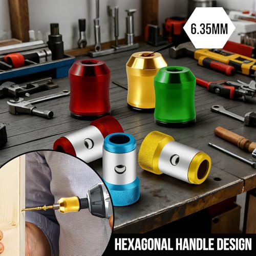 6Pcs Screwdriver Head Magnetic Ring, Screw Ring Set Removable Household Tool for Drills| Alloy Screw Holder for DIY Repair | Universal Bit Holder for Hex Screwdrivers & Power Bits