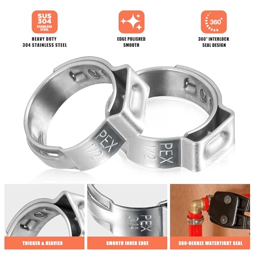 66pcs 1/2 pex crimp rings for PEX Tubing Pipe Fitting Connections - color: 66 Pcs, size: 1/2 inch