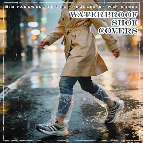 20 Pcs Individually Packaged Extended Length Rain Shoe Covers for Adults, Disposable Portable Plastic Shoe Covers for Rain, Perfect for Adults, Mud, and Theme Parks (Adults, L 20Pcs) - size: Adults L 20Pcs