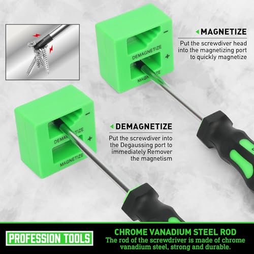 Magnetic Screwdrivers Set with Case, Amartisan 43-piece Includs Slotted, Phillips, Hex, Pozidriv,Torx and Precision Screwdriver Set, Magnetizer Demagnetizer Tools, Tools for Men (Green)) - style: 43-piece Screwdrivers Set (Green)