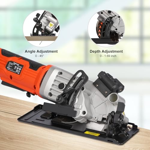 Yunirvana 4Amp 3500RPM Mini Circular Saw with Laser Guide, Vacuum Adapter, Blade Wrench and Rip Guide, Max. Cutting Depth1-5/8"(90°), 1-1/10"(45°）Compact Saw with 2 pcs 4-1/2" 24T TCT Blades - style: 4A Circular Saw