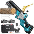 SEESII Mini Chainsaw 6 Inch Brushless, Automatic Oiler - color: Steel Blue