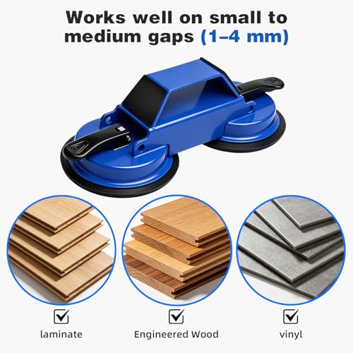 Floor Gap Fixer Tool for Laminate & Vinyl Plank Flooring, Heavy Duty Suction Puller for Floor Gap Repair, Floating Floor Installation Tool with 6 Adhesive Pads & Cleaning Blade