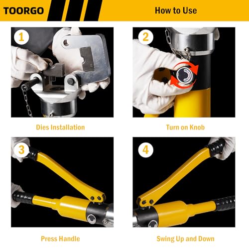 16T Hydraulic Crimping Tool,6 AWG-800 MCM Hydraulic Crimper,12 Dies