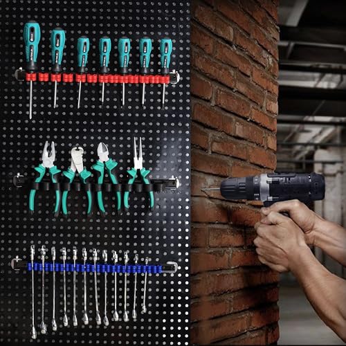 Reniteco 2 Pack Wall-Mounted Screwdriver Organizers with Screws - Heavy-Duty ABS Plastic Tool Holder for Screwdrivers, Wrenches, Piers - Garage Workshop Storage (Red,2 PCS) - color: Red