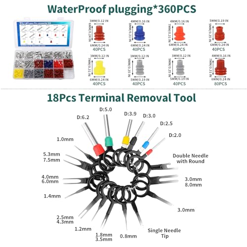 812Pcs Pin Connector Kit with Crimping Pliers - Terminal Pin 1/1.5/1.8/2/2.2/2.3/2.8/3.5mm Non-Insulated Plug Removal Male & Female Wire Pins - Automotive Car Electrical - size: 1.5mm, 1.8mm, 2mm, 2.2mm, 2.3mm, 2.8mm, 3.5mm