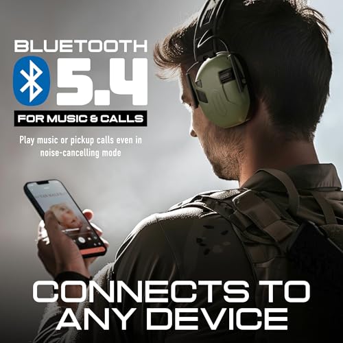 EARMOR M300T Electronic Hearing Protection with Bluetooth 5.4 – NRR 22dB Noise Reduction Shooting Ear Muffs - color: Green (Bluetooth)