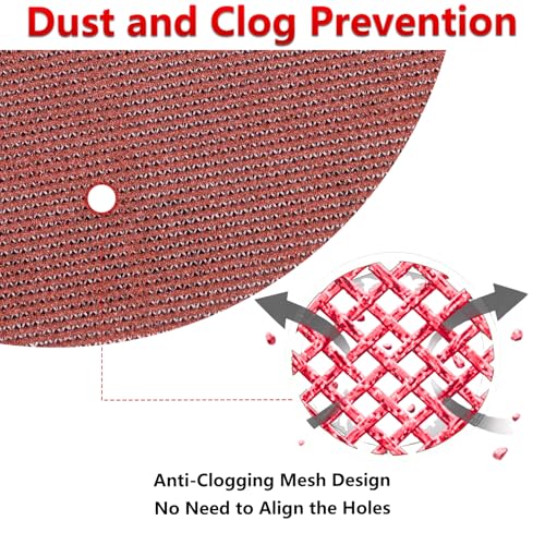 50 Pcs 5 Inch Mesh Sanding Disc Assortment for Random Orbital Sander | 80 120 180 240 320 Grit, Dust Free & Anti-Clogging Hook & Loop Round Sandpaper for Woodworking, Furniture & Metal - style: 5 Inch