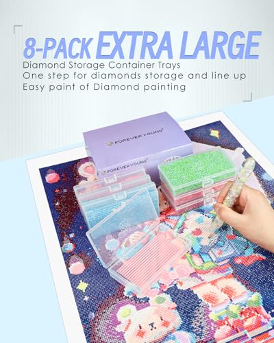 forever young 8PCS Extra Large Diamond Painting Storage Containers Trays - size: 8pcs Extra Large Refill set