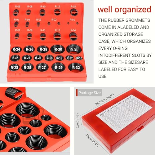 419 Pcs O-Ring O Rings Assortment Kit 32 Sizes Nitrile Rubber - style: 32 Size/419 Pcs