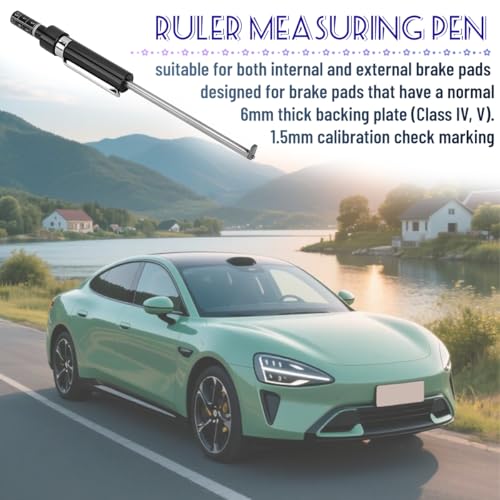 Zpana Car Brake Pad Thickness Gauge, 1.5mm-11mm Vehicle Internal External Brake Pad Tester Measuring Tool with Scale, Automotive Thickness Base Plate Gauge Detection Pen, Universal Fit