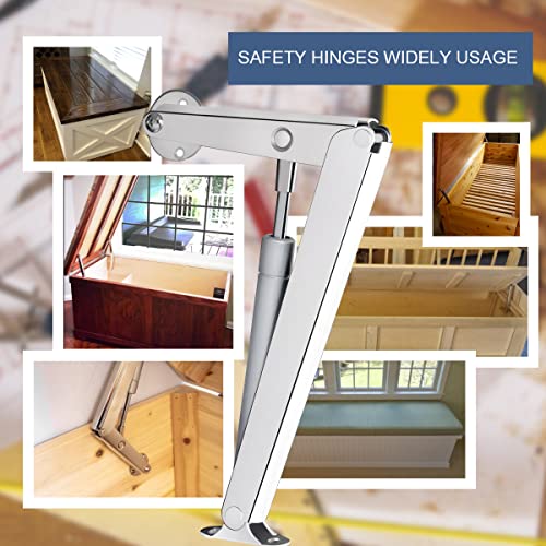 200N-60lbs Chest Heavy Duty Soft Close Lid Support Hinges Large & Long Chest Hinges for Wooden Box, Slow Lowering Pneumatic Heavy Lid Lifter Gas Struts